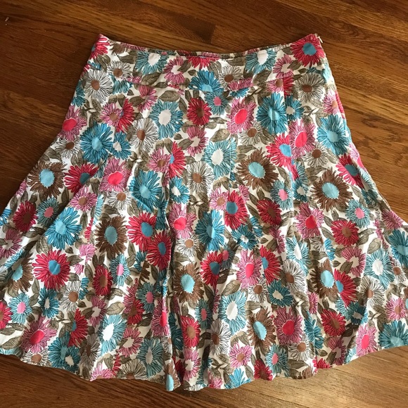 SOLD Boden linen floral skirt 14 twirl spring summer - Picture 2 of 6